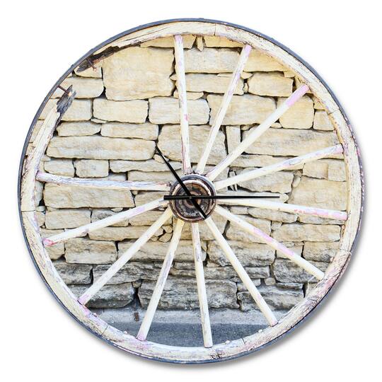 Designart 'Old Vintage Broken Wood Wheel Farmhouse Wall Clock